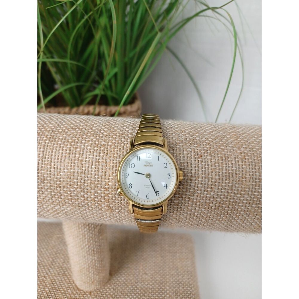 Timex Indiglo CR 1216 Cell Gold Tone Quartz Analog Ladies Watch